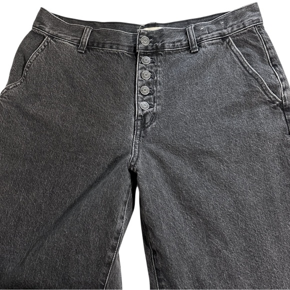 Madewell Cotton Button fly Superwide-Leg Jeans in Washed Black Petite size 31 - Picture 13 of 14